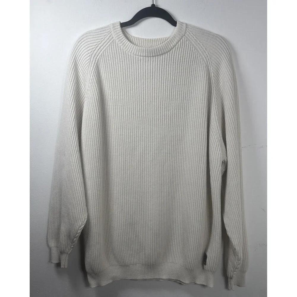VTG 90s Rockport sweater Men's/ Unisex cream Ribbed knit 84% Cotton 16% Nylon XL
